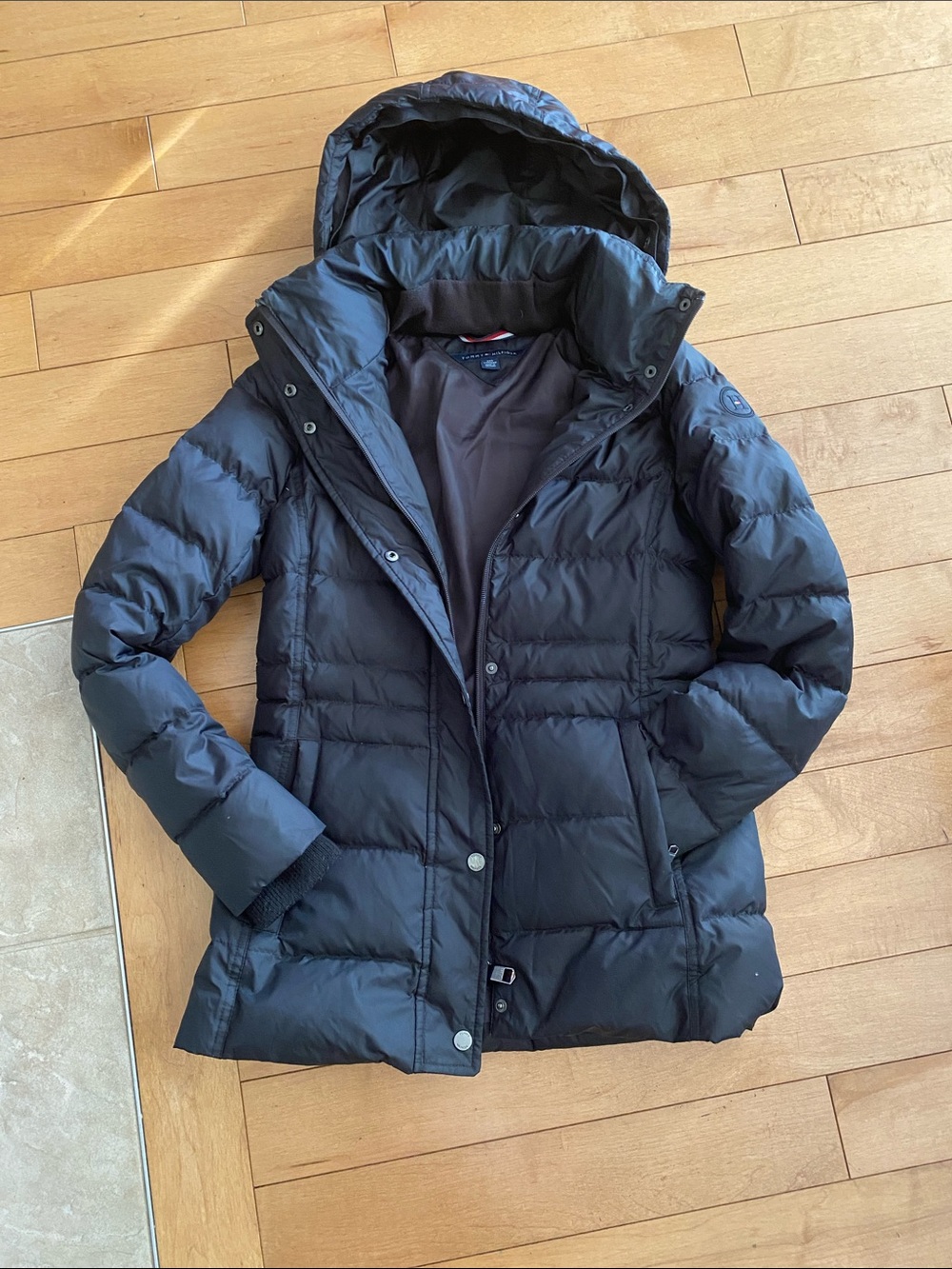Tommy Hilfiger Black Quilted Hooded Puffer Jacket